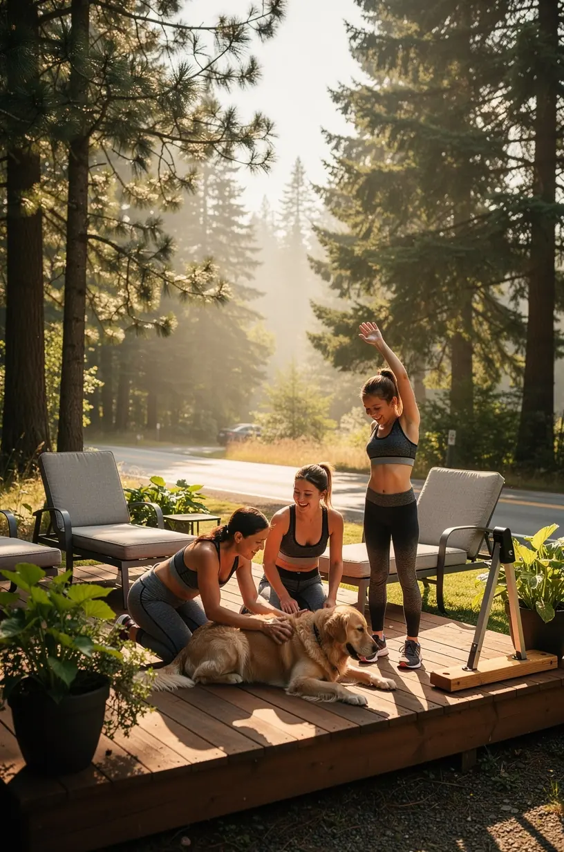 Карта с обозначением точек фитнес-станций вдоль шоссе для водителей дальнего следования.