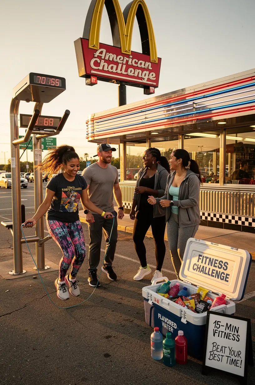 Зона отдыха с скамейками и тренажерами для расслабления и восстановления после длительной поездки.